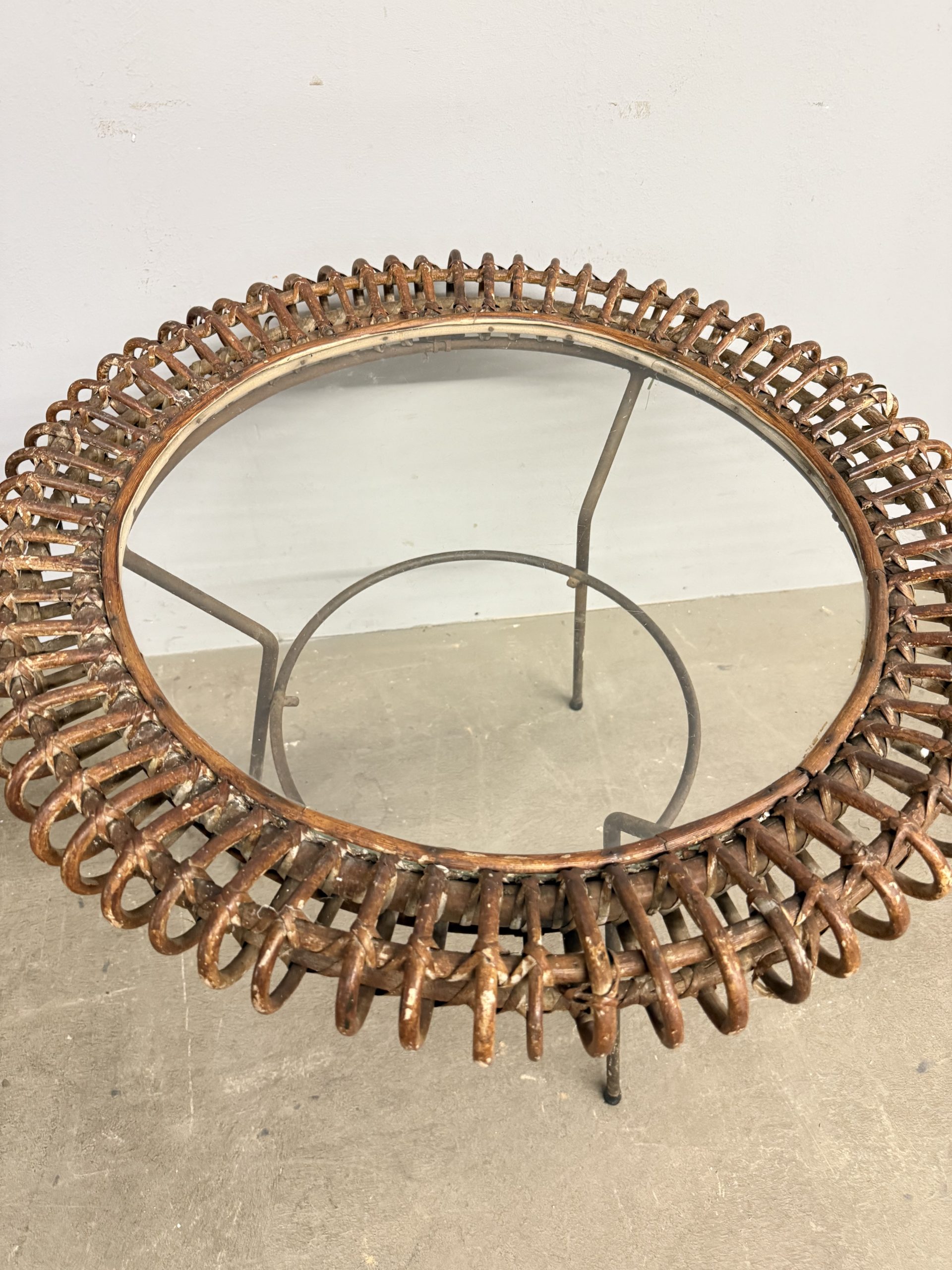 Tavolinetto da salotto Bonacina in bamboo e ferro anni '50, 58x47cm - immagine 7