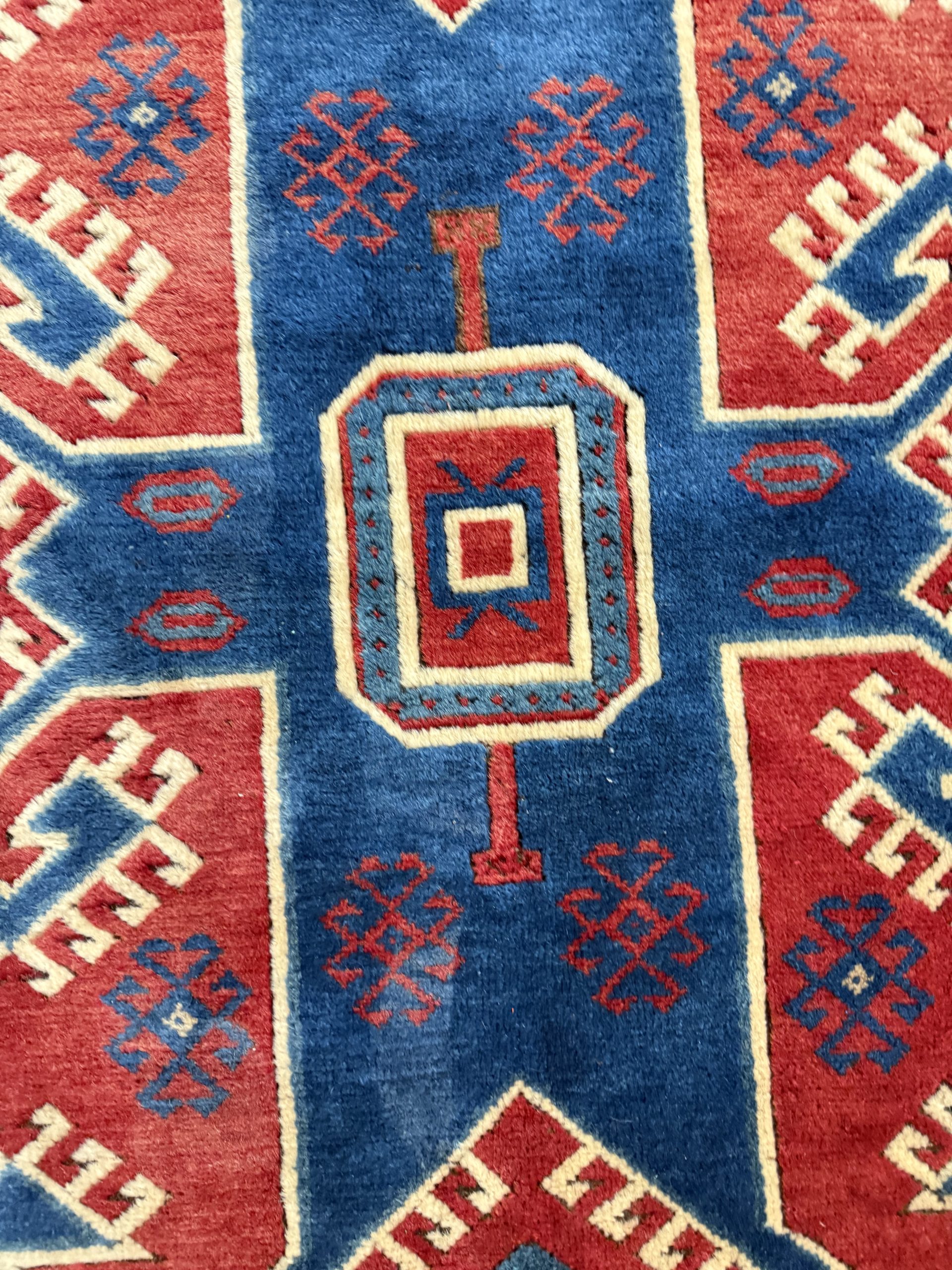 Antico tappeto turco XIX sec., lana a motivi geometrici, 170x130cm - immagine 9