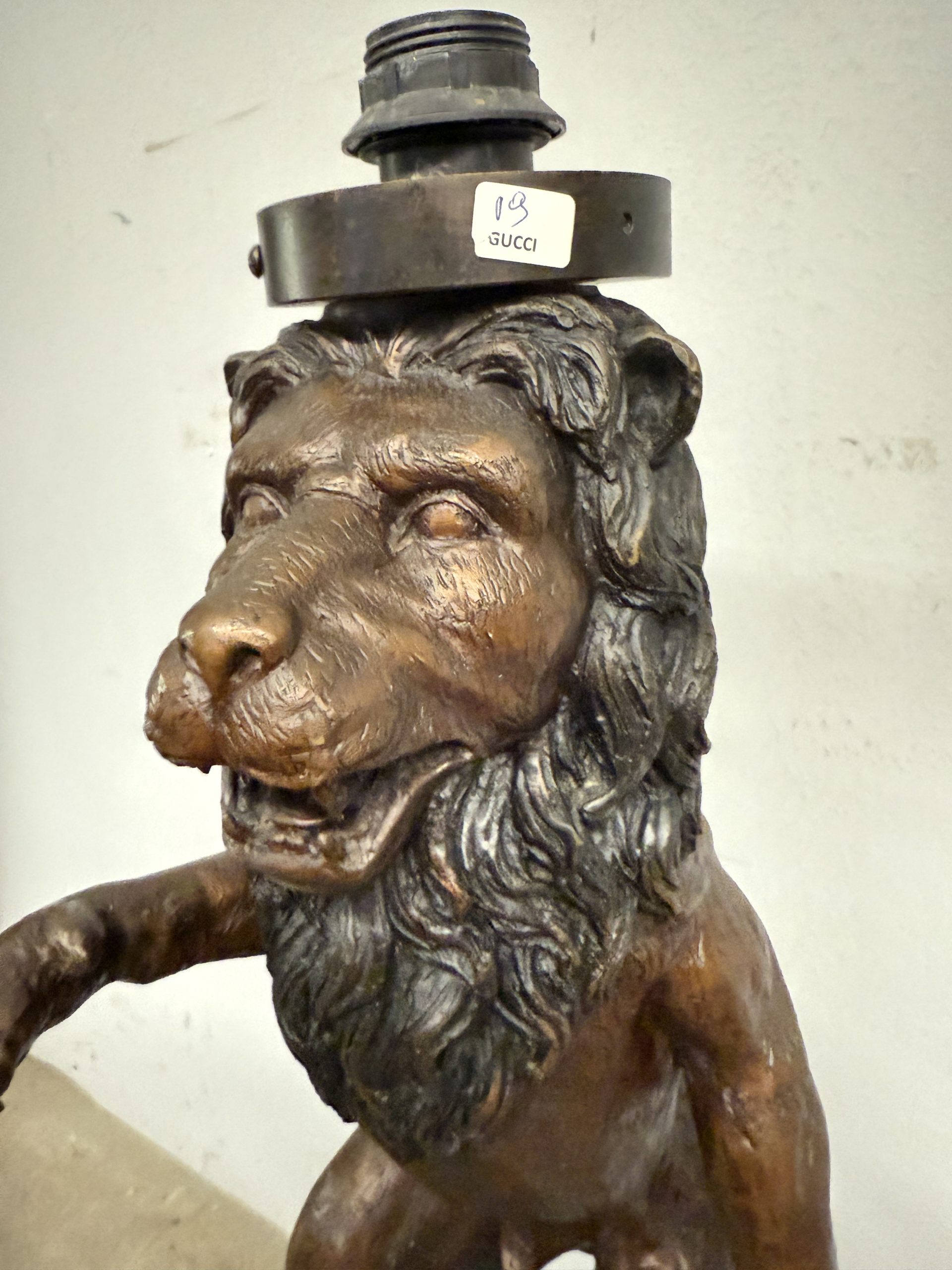 Antica scultura in bronzo, leone, '900, 82x30cm - immagine 6