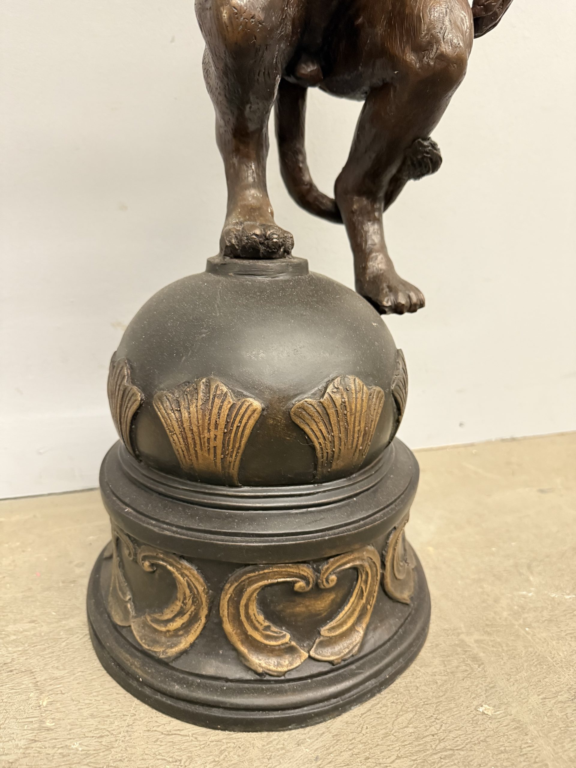 Antica scultura in bronzo, leone, '900, 82x30cm - immagine 5