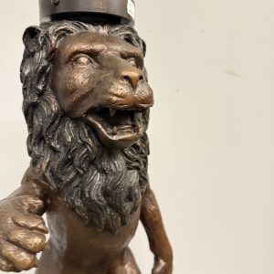 Antica scultura in bronzo, leone, '900, 82x30cm