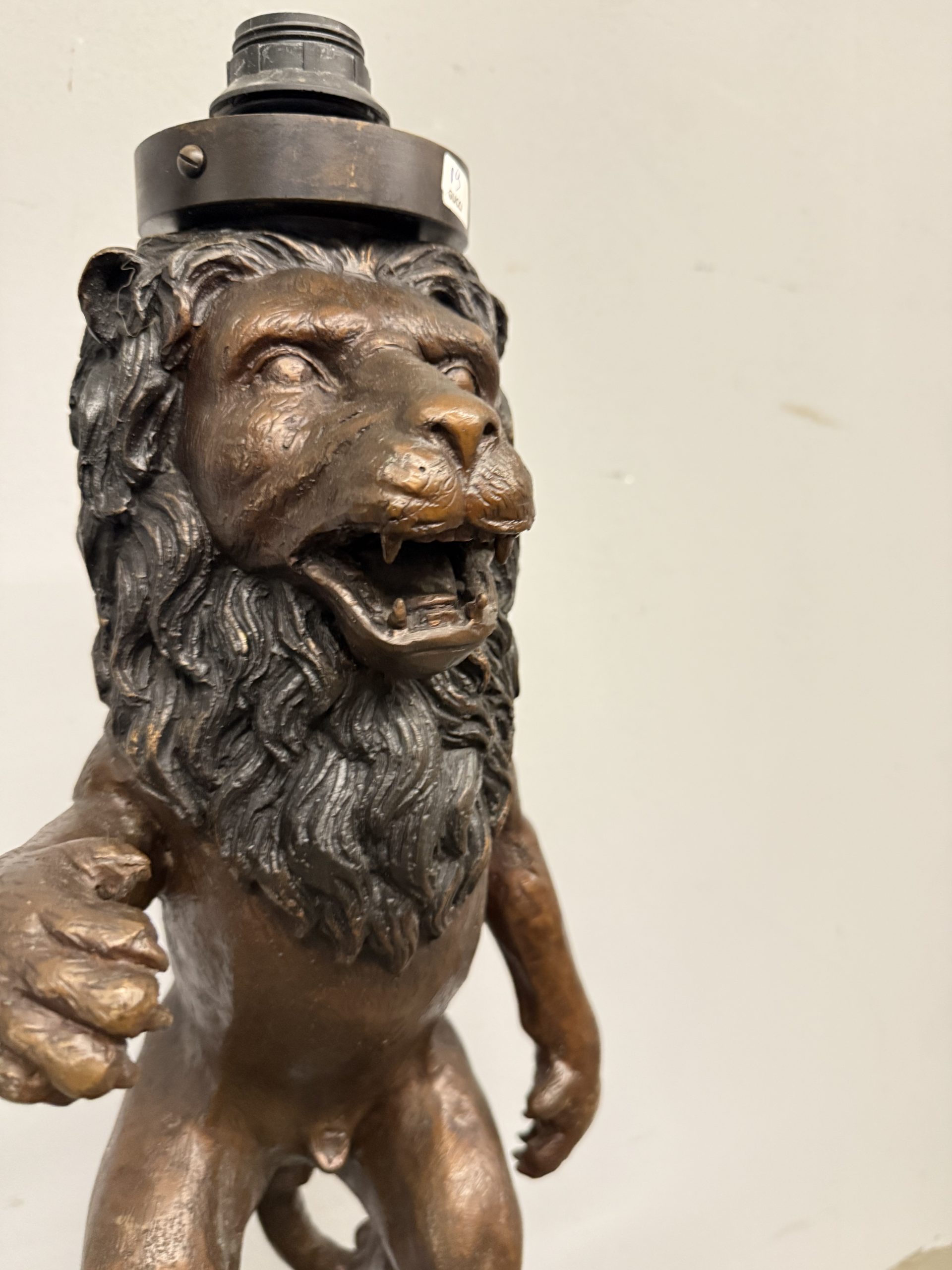 Antica scultura in bronzo, leone, '900, 82x30cm