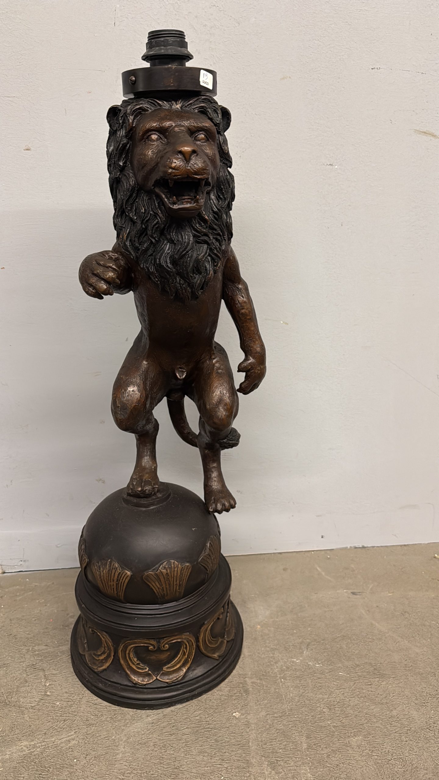 Antica scultura in bronzo, leone, '900, 82x30cm - immagine 2