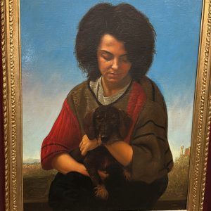 Alternative view of Olio su tela, ragazza e cagnolino 1987 Giancarlo Pignataro, 98x82cm