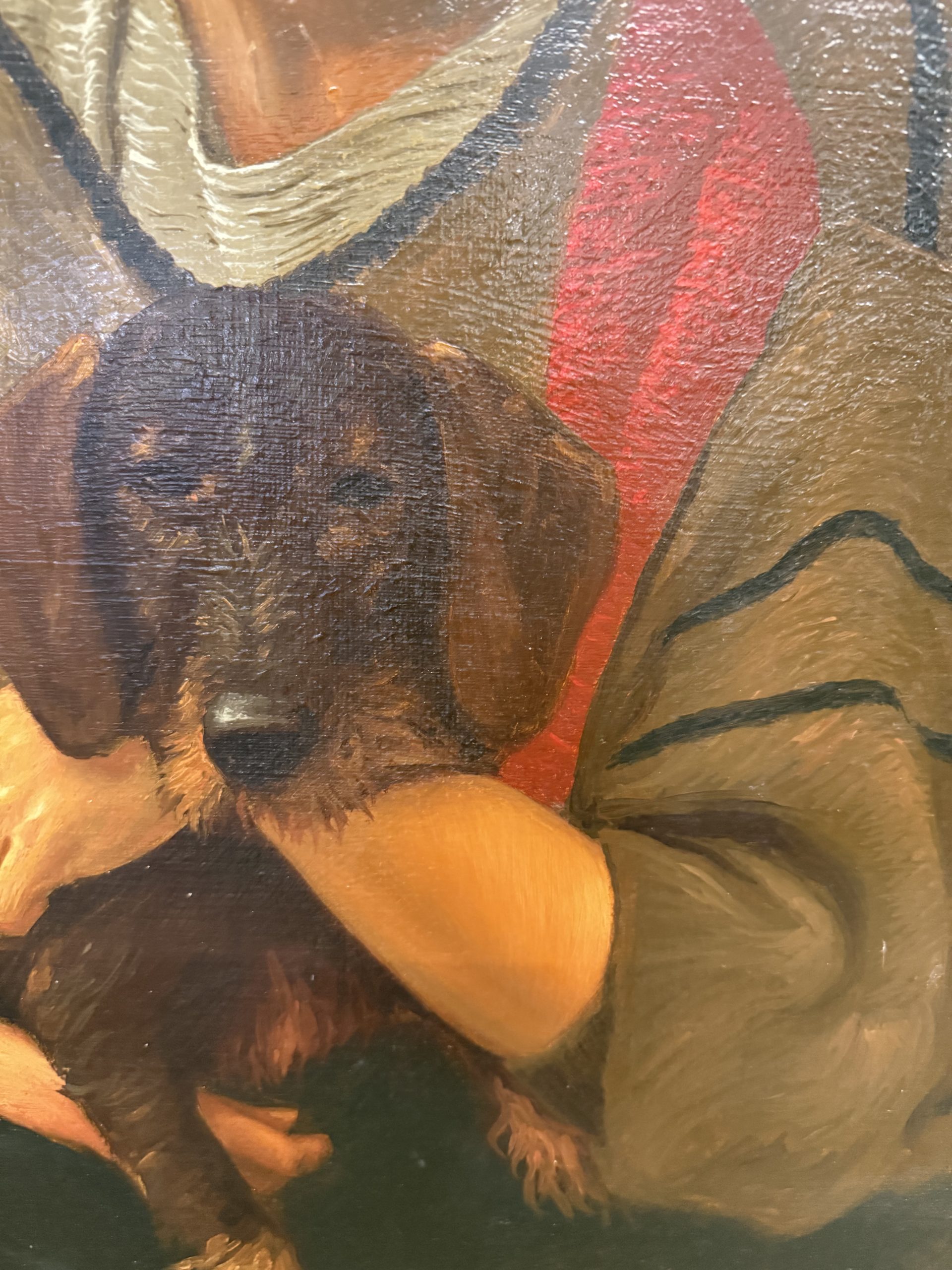Olio su tela, ragazza e cagnolino 1987 Giancarlo Pignataro, 98x82cm - immagine 4