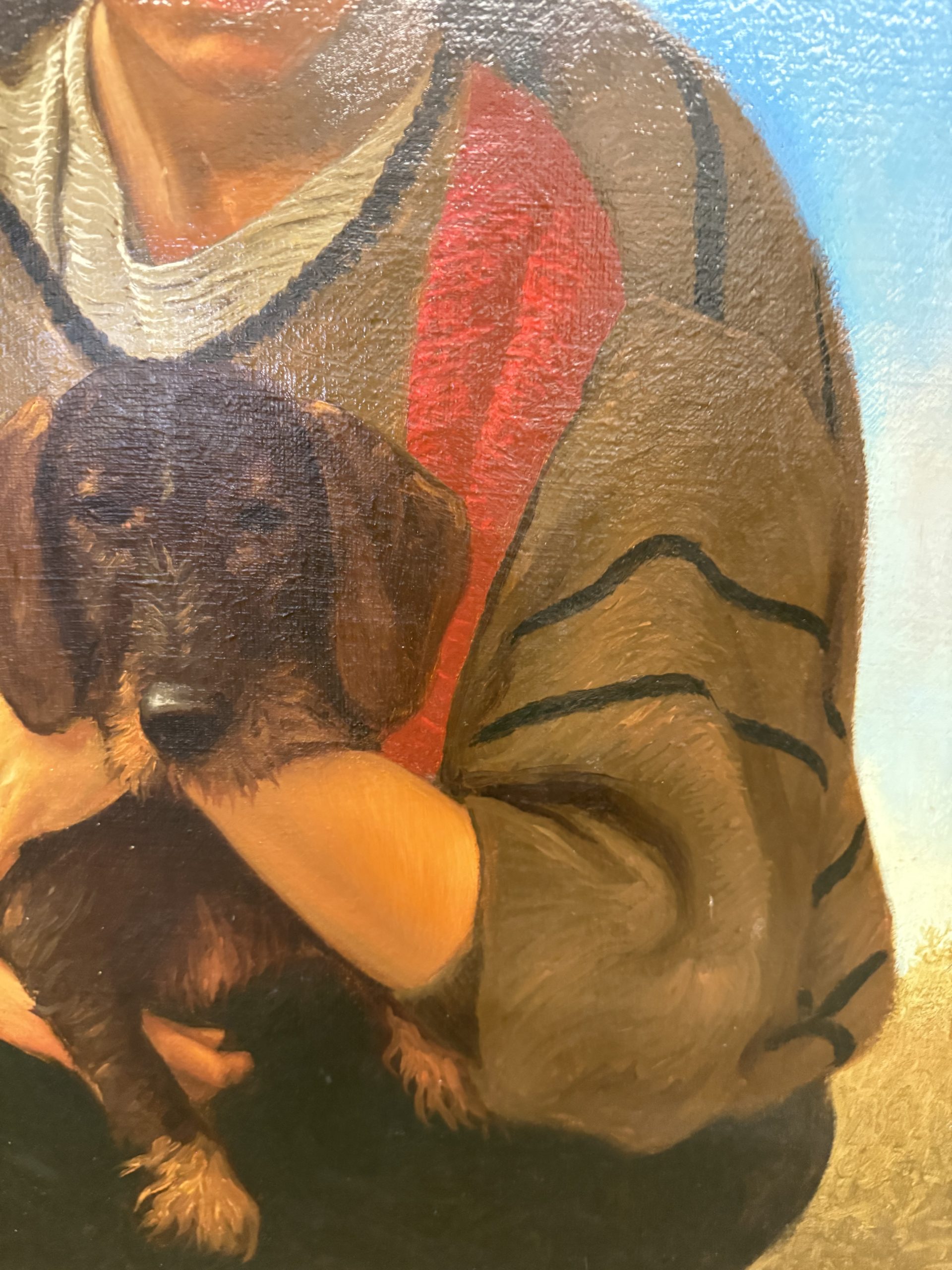 Olio su tela, ragazza e cagnolino 1987 Giancarlo Pignataro, 98x82cm - immagine 9