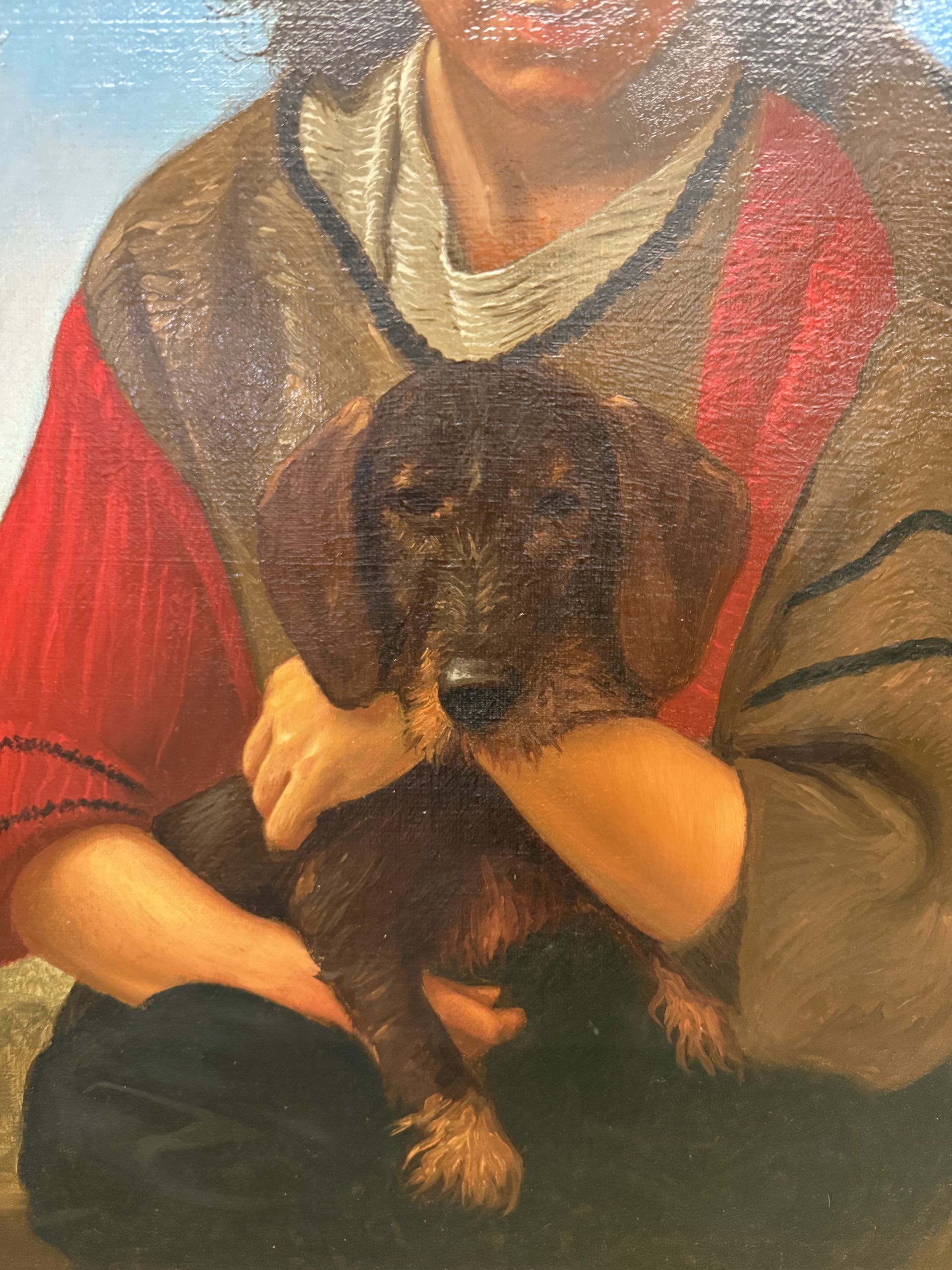 Olio su tela, ragazza e cagnolino 1987 Giancarlo Pignataro, 98x82cm - immagine 12