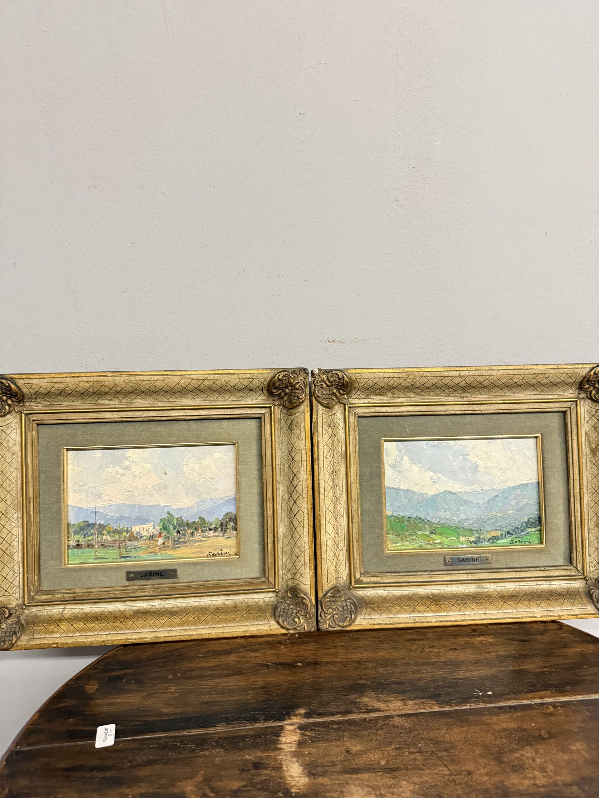Coppia di dipinti '900 paesaggio francesi firmati Sarinè, 33x27cm