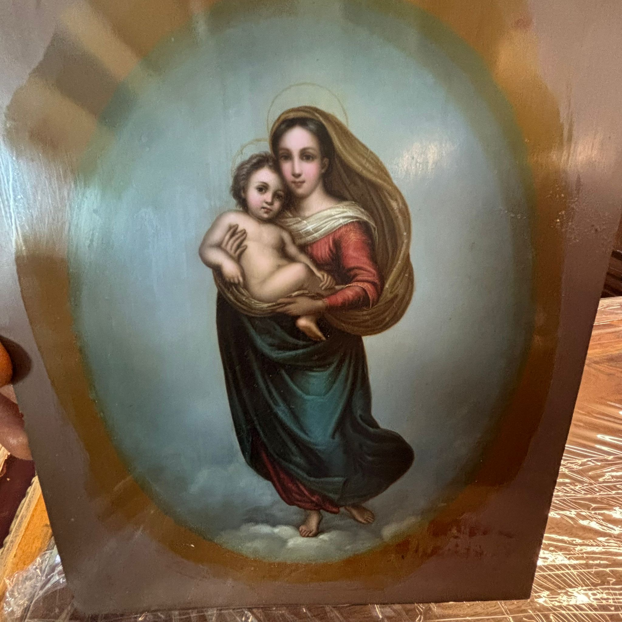 Antico olio su rame '800 Madonna di San Sisto 27x22cm - immagine 2
