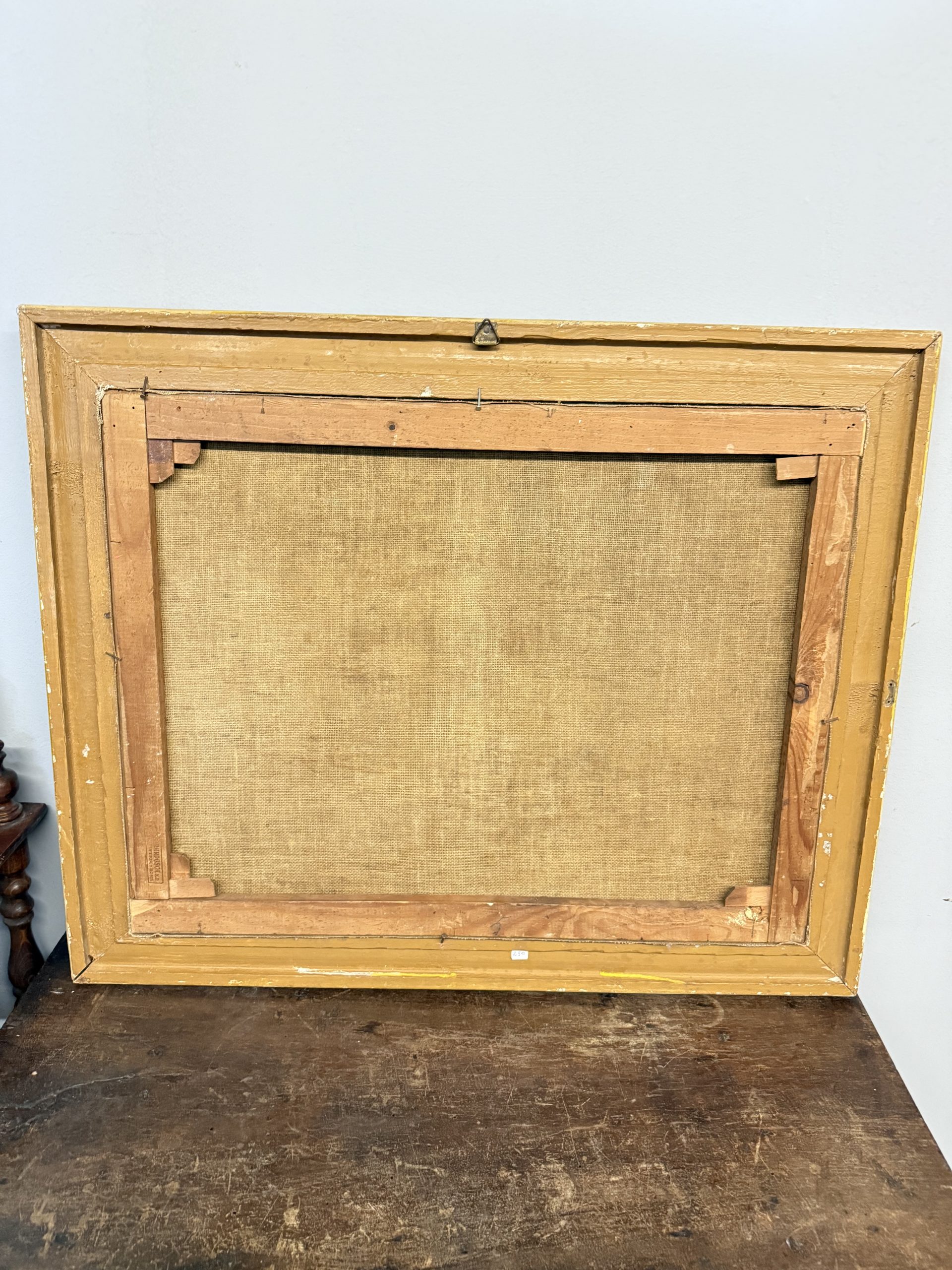 Antico dipinto olio su tela scuola austriaca XIX sec, 67x78cm, con paesaggio e castello - immagine 2