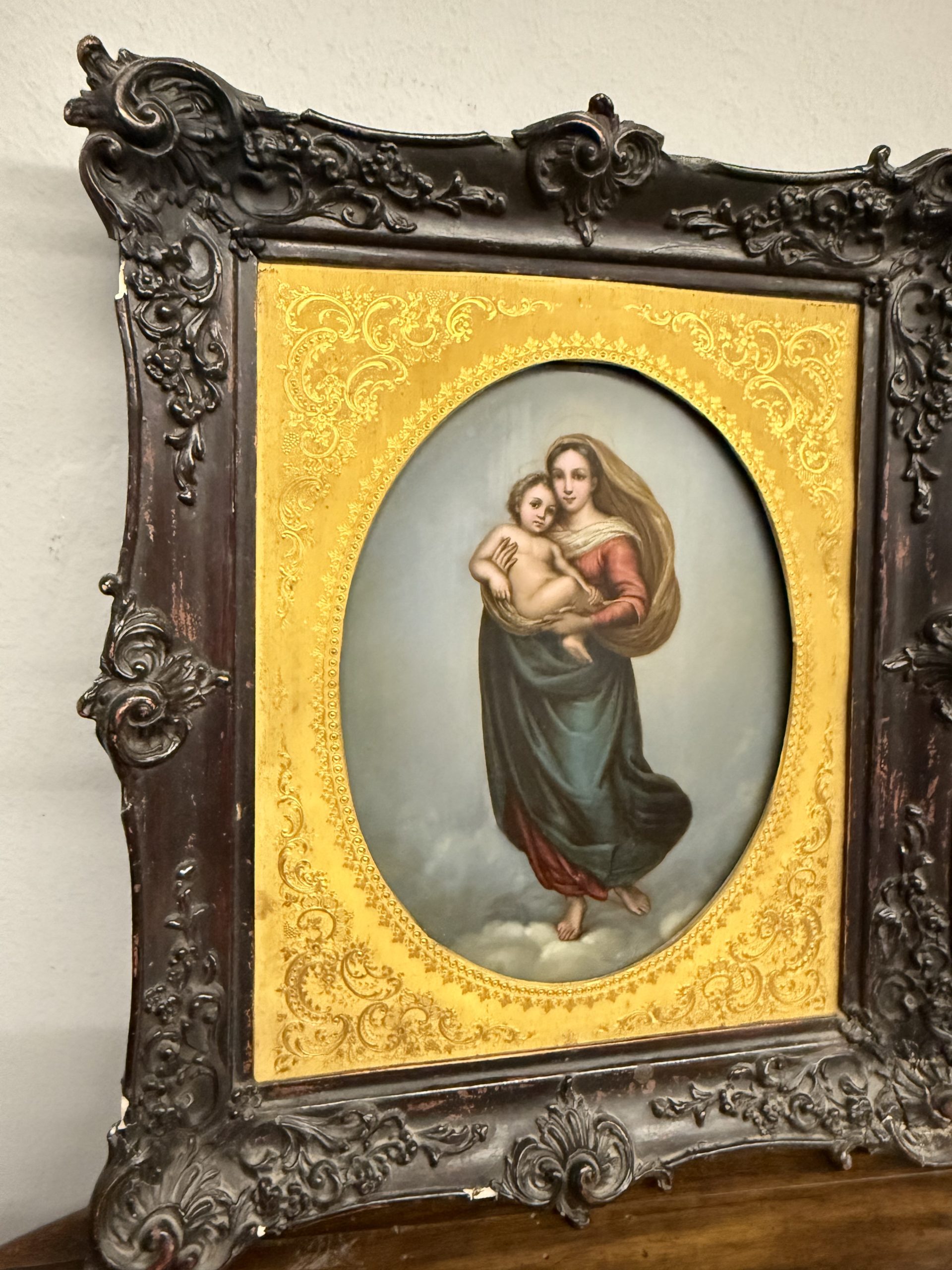 Antico olio su rame '800 Madonna di San Sisto 27x22cm - immagine 12