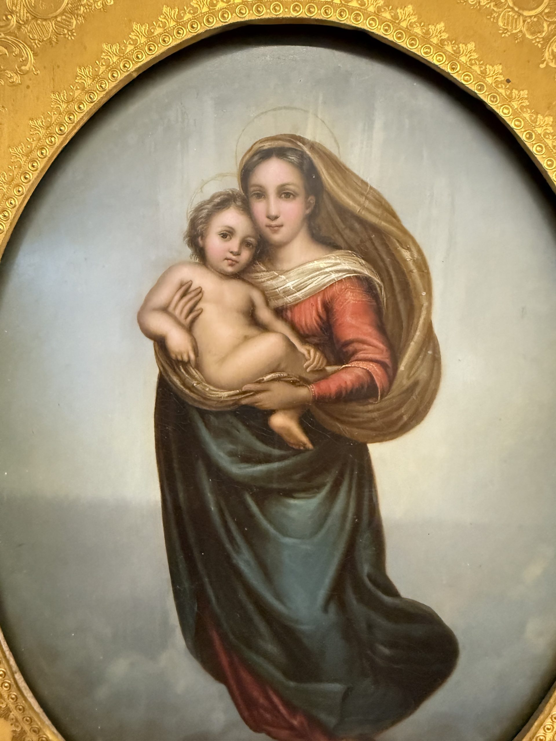 Antico olio su rame '800 Madonna di San Sisto 27x22cm - immagine 13