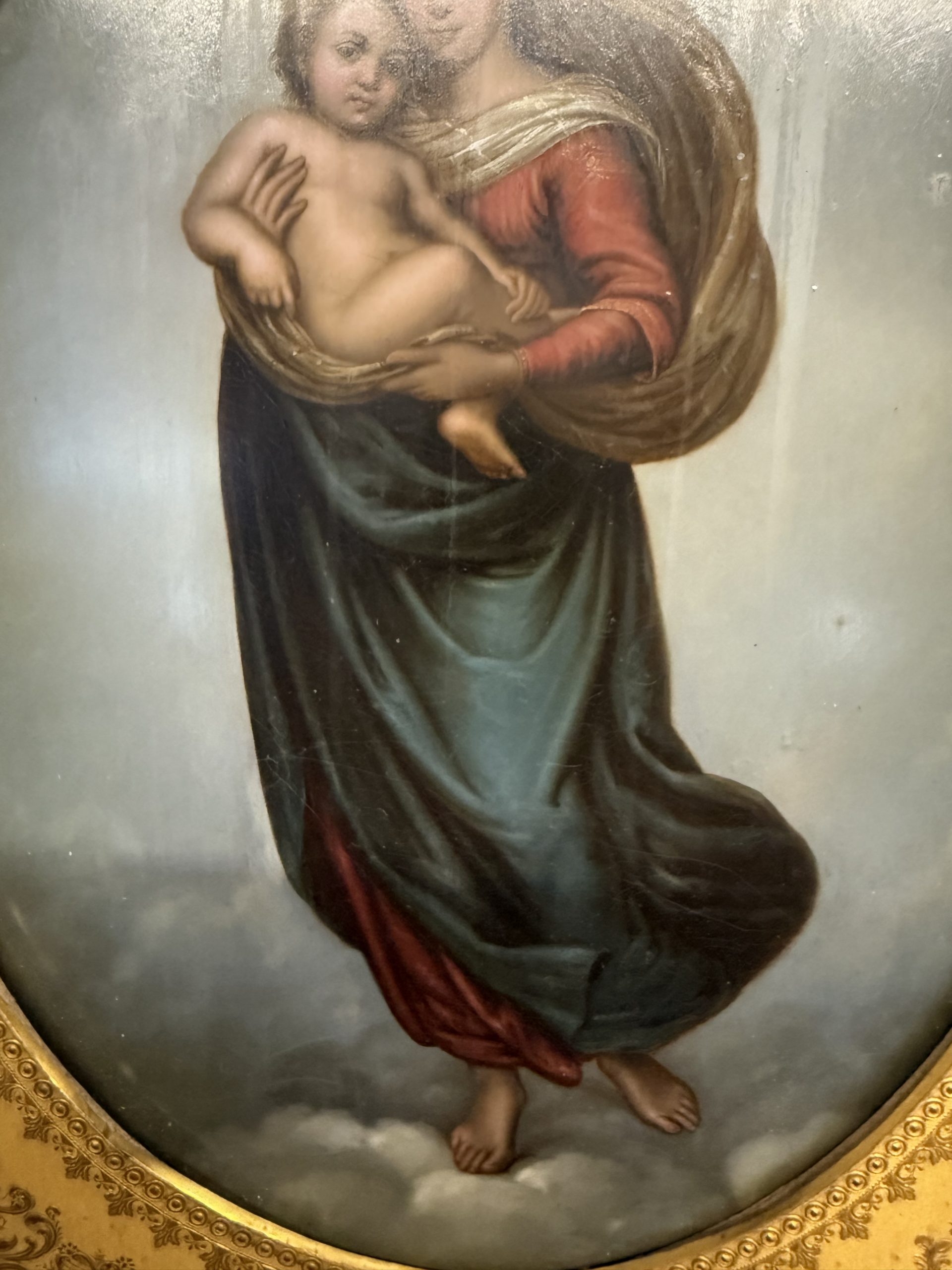 Antico olio su rame '800 Madonna di San Sisto 27x22cm - immagine 14