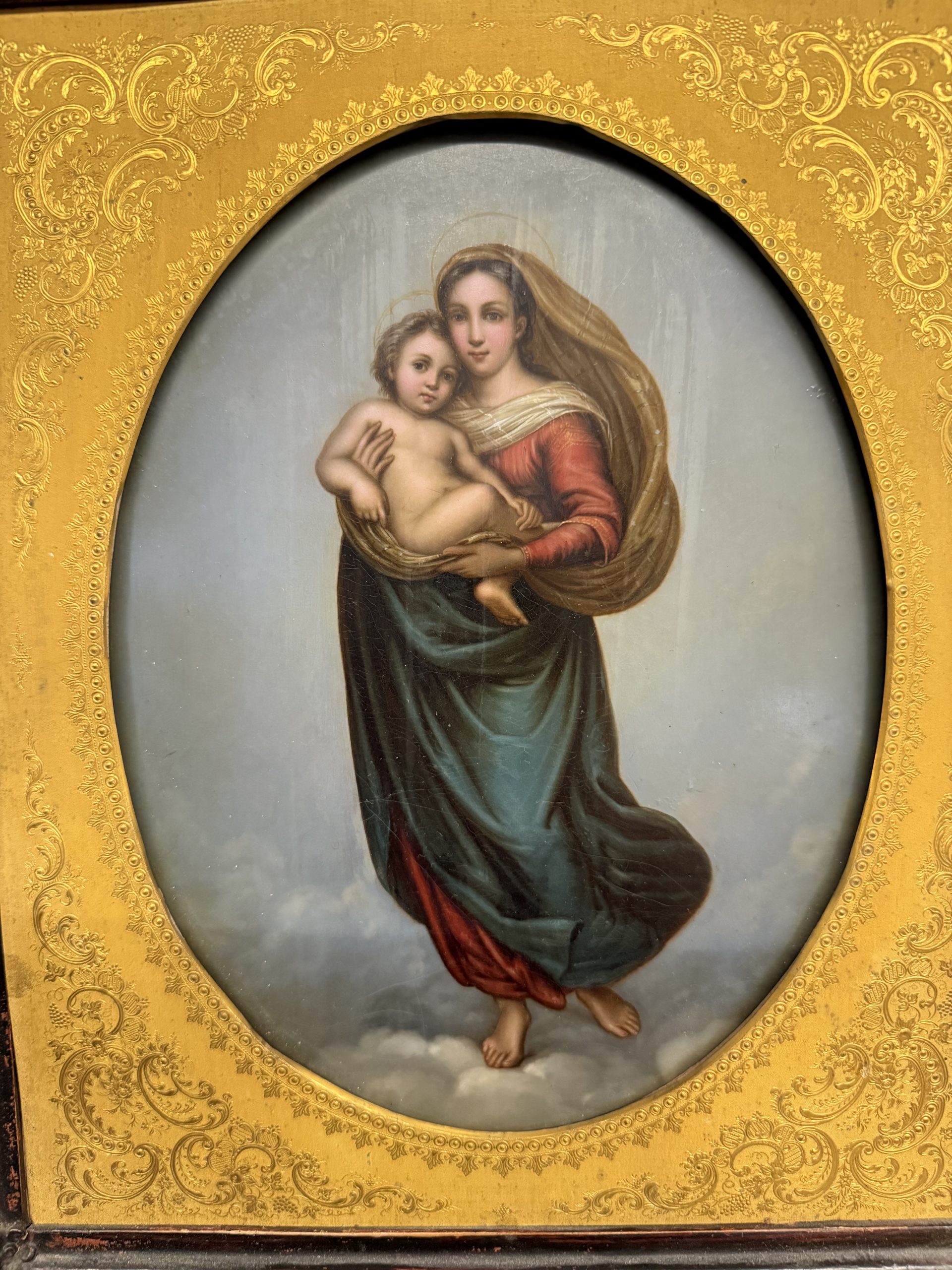 Antico olio su rame '800 Madonna di San Sisto 27x22cm - immagine 16
