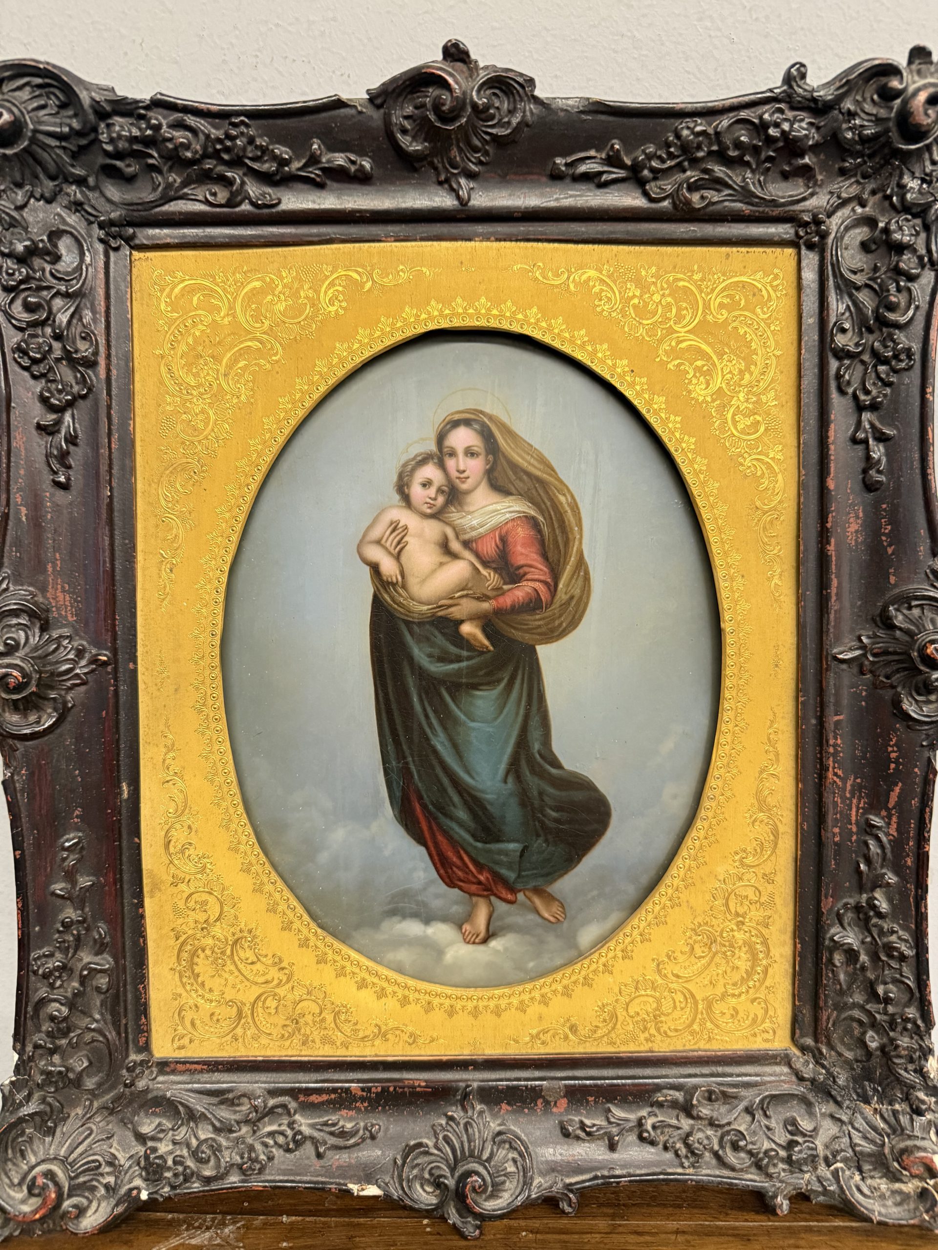 Antico olio su rame '800 Madonna di San Sisto 27x22cm - immagine 17