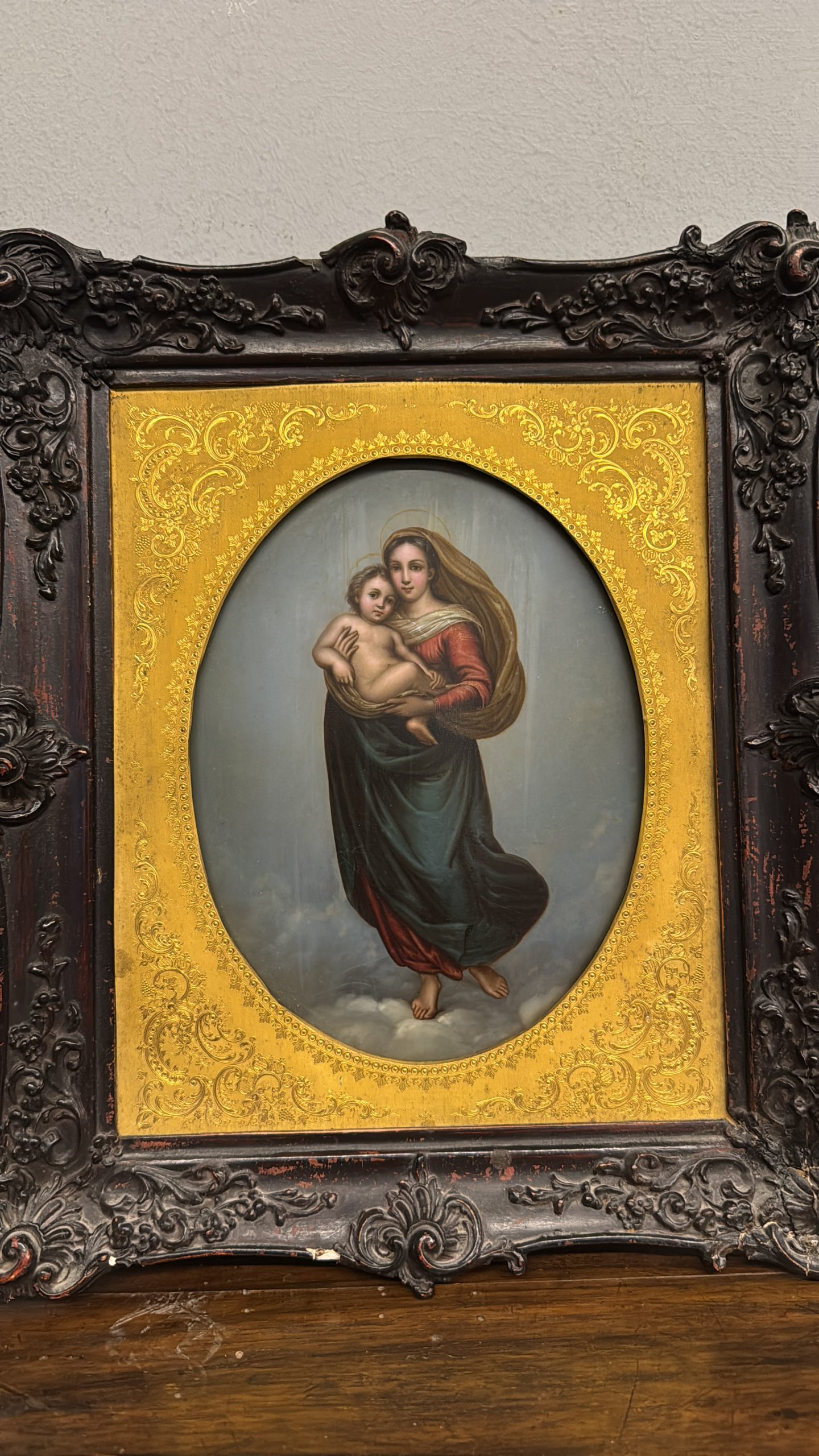 Antico olio su rame '800 Madonna di San Sisto 27x22cm - immagine 18