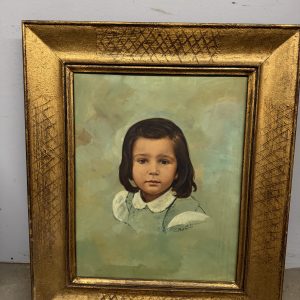 Dipinto olio su tela XX sec bambina C. Moraldi 70x60cm