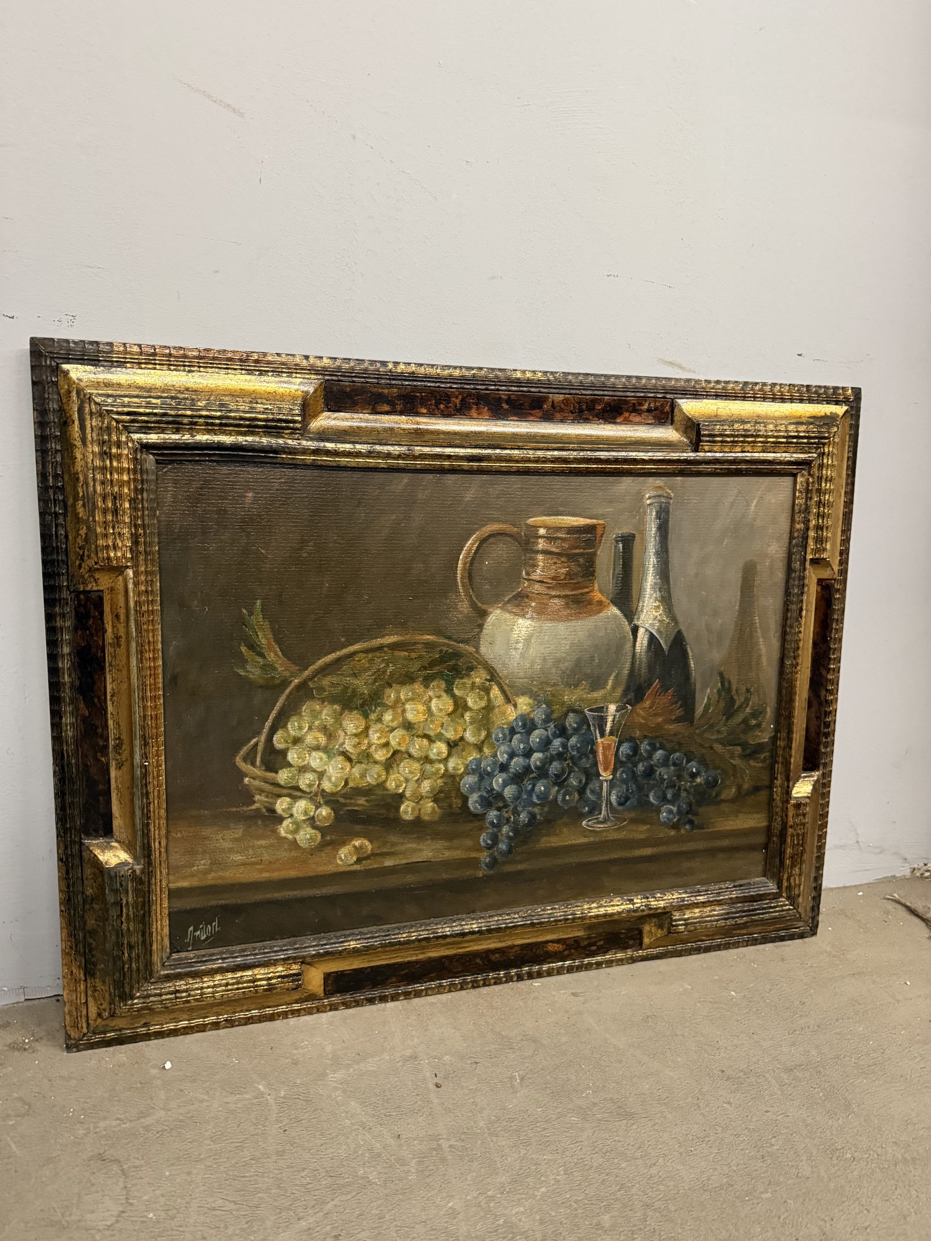 Antico dipinto olio su cartone di scuola francese 1930, 70x90cm