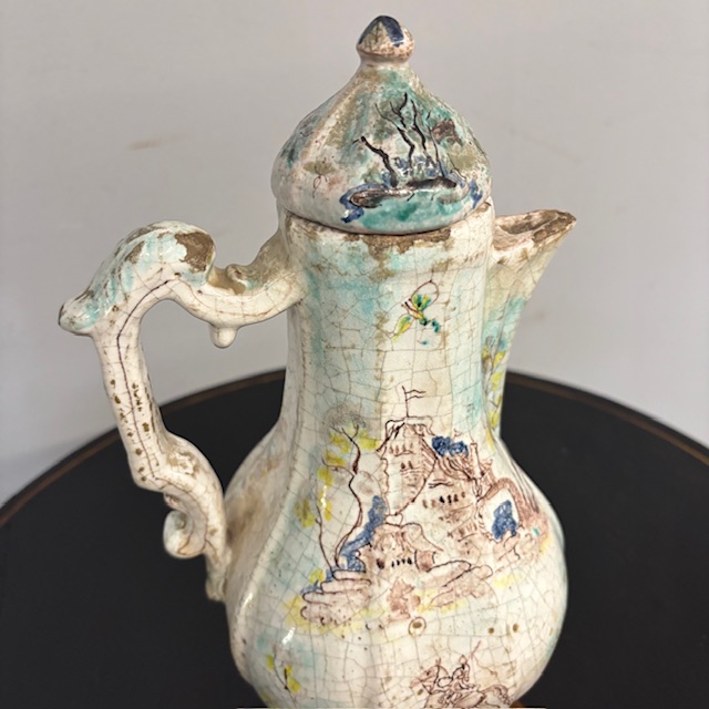 Antica maiolica - ceramica Caffettiera – Versatoio XVIII sec Albissola dipinta . Alta cm 33 - immagine 3
