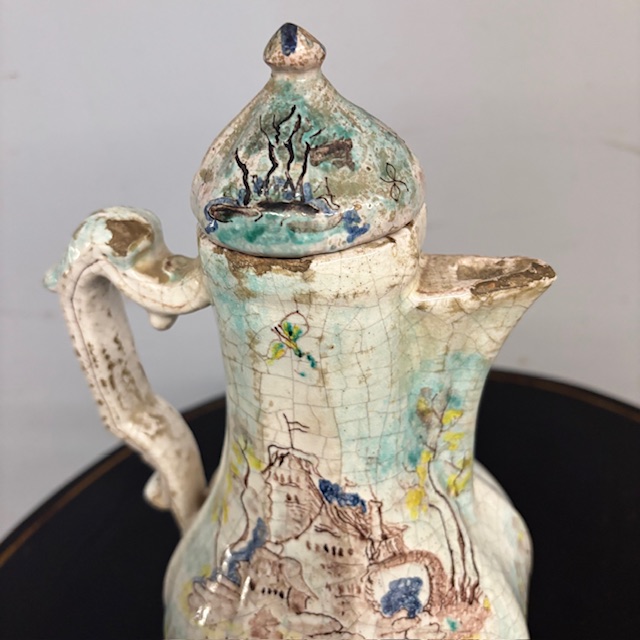 Antica maiolica - ceramica Caffettiera – Versatoio XVIII sec Albissola dipinta . Alta cm 33 - immagine 5