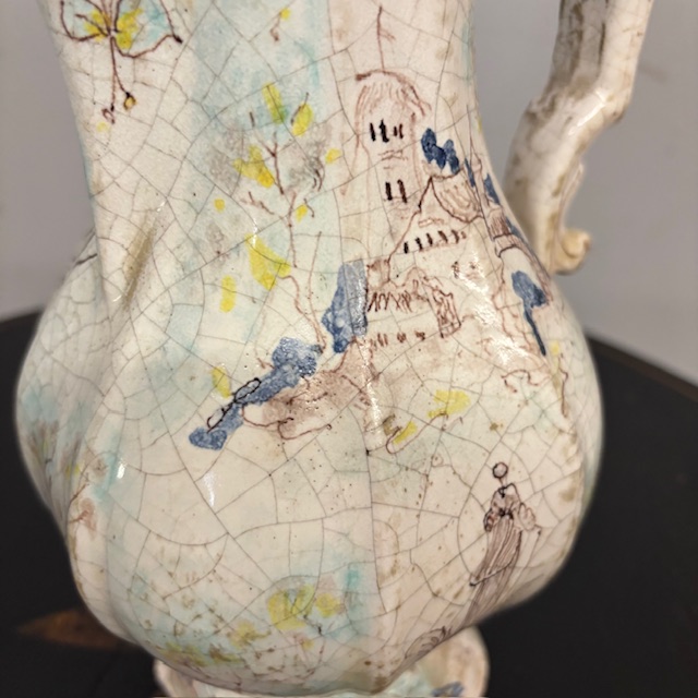 Antica maiolica - ceramica Caffettiera – Versatoio XVIII sec Albissola dipinta . Alta cm 33 - immagine 10