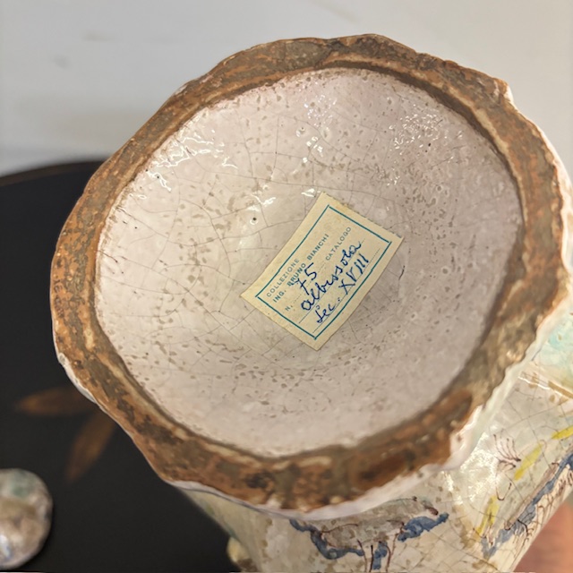 Antica maiolica - ceramica Caffettiera – Versatoio XVIII sec Albissola dipinta . Alta cm 33 - immagine 13