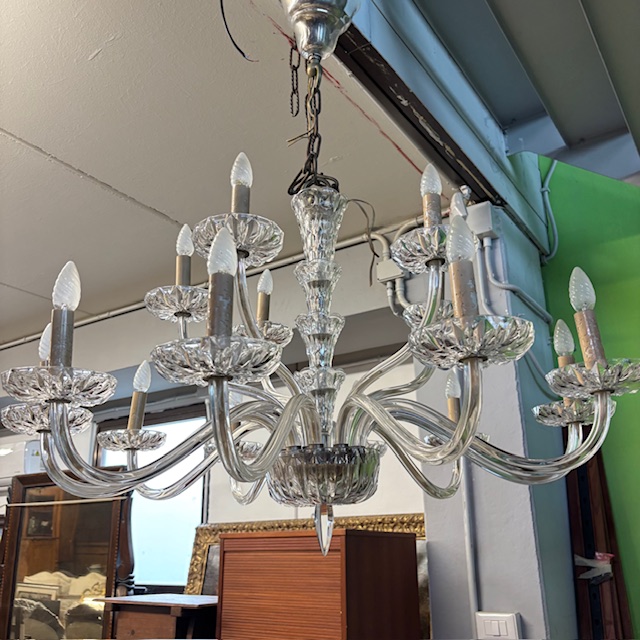 Antico grande lampadario Chandelier fine 800 in cristallo . Grande qualità !16 luci - Bracci . Diametro 110 cm - immagine 2