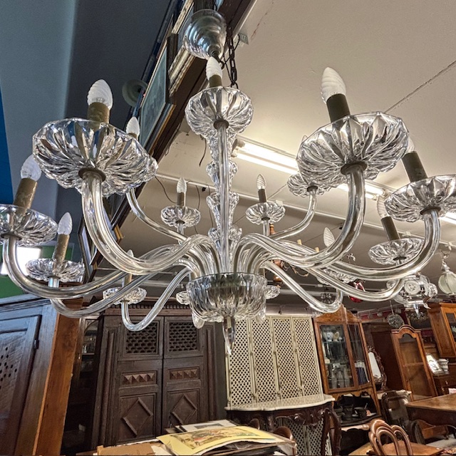 Antico grande lampadario Chandelier fine 800 in cristallo . Grande qualità !16 luci - Bracci . Diametro 110 cm - immagine 10
