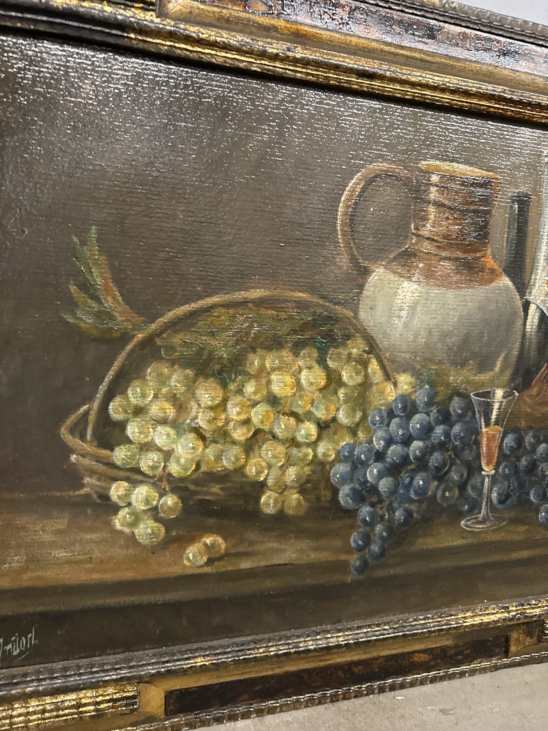 Antico dipinto olio su cartone di scuola francese 1930, 70x90cm - immagine 11