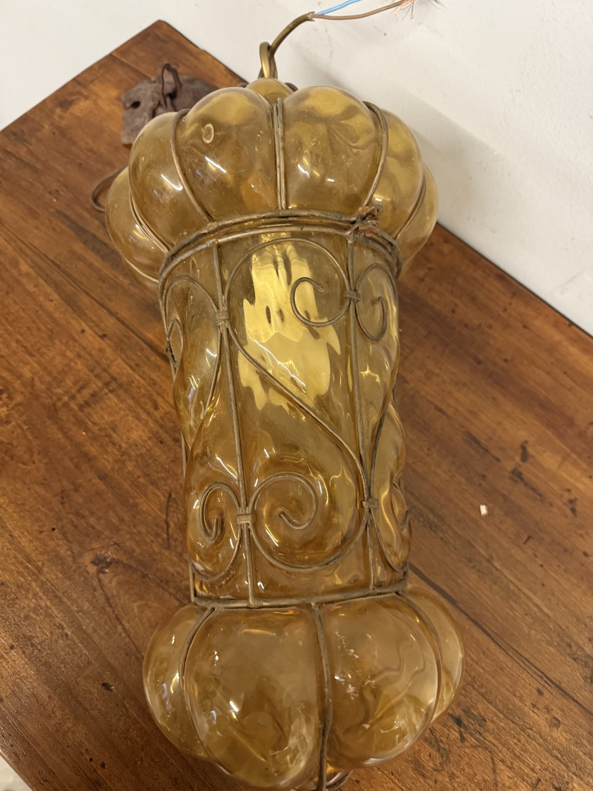 Antica lanterna in vetro Murano, '800, 48x30cm