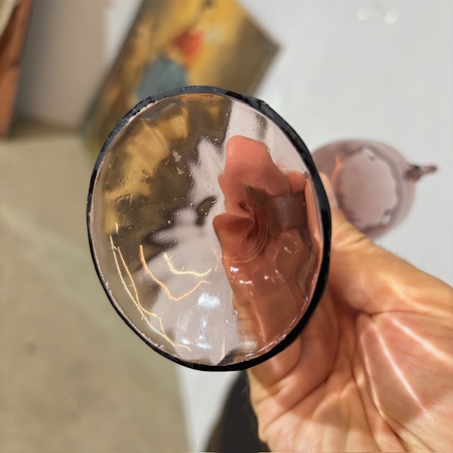 Antico Tritico in vetro rosa Amatista 1920 Zecchin – Cappellin Murano Venezia. H23 h 19 - immagine 9