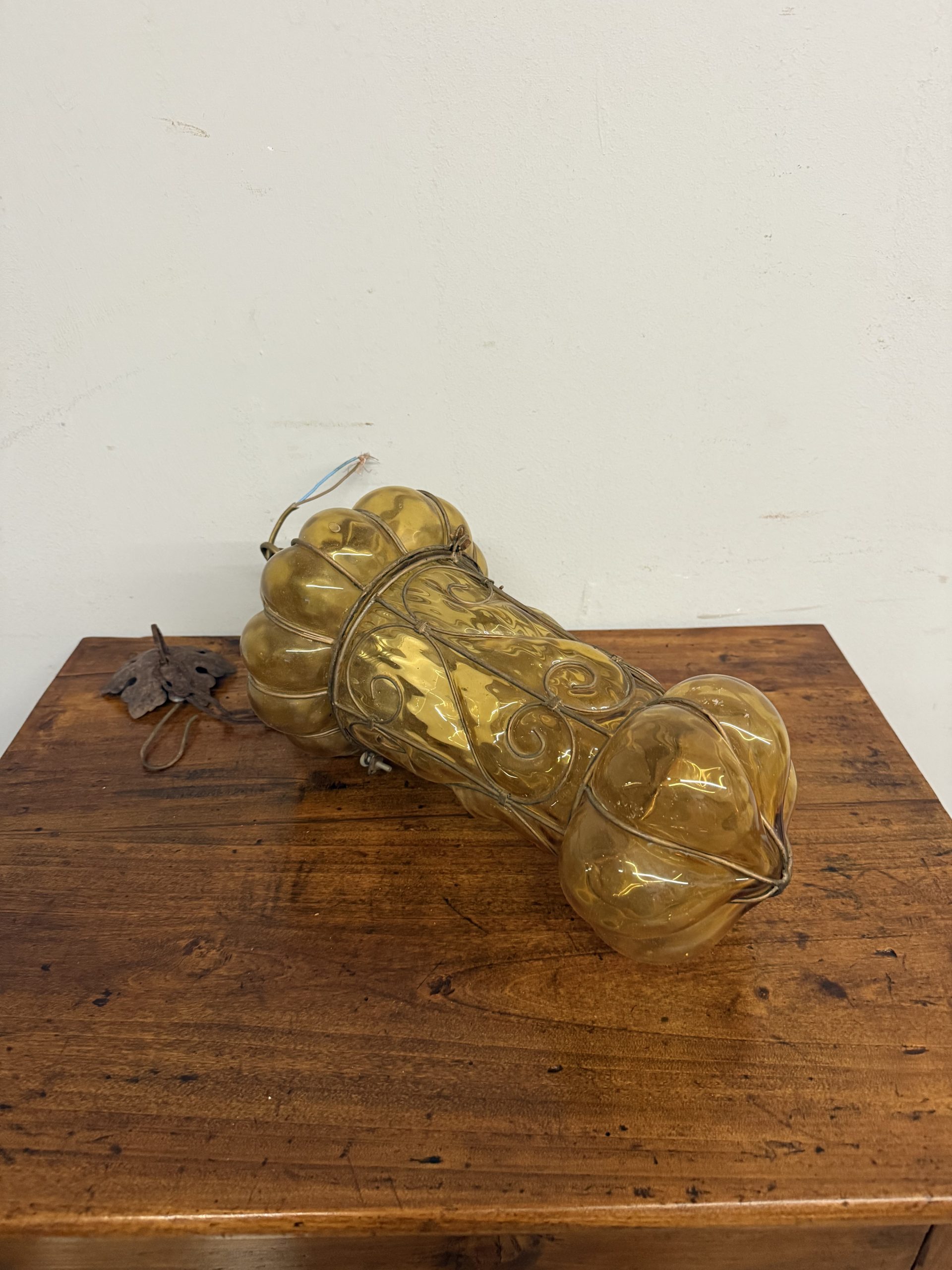Antica lanterna in vetro Murano, '800, 48x30cm - immagine 3