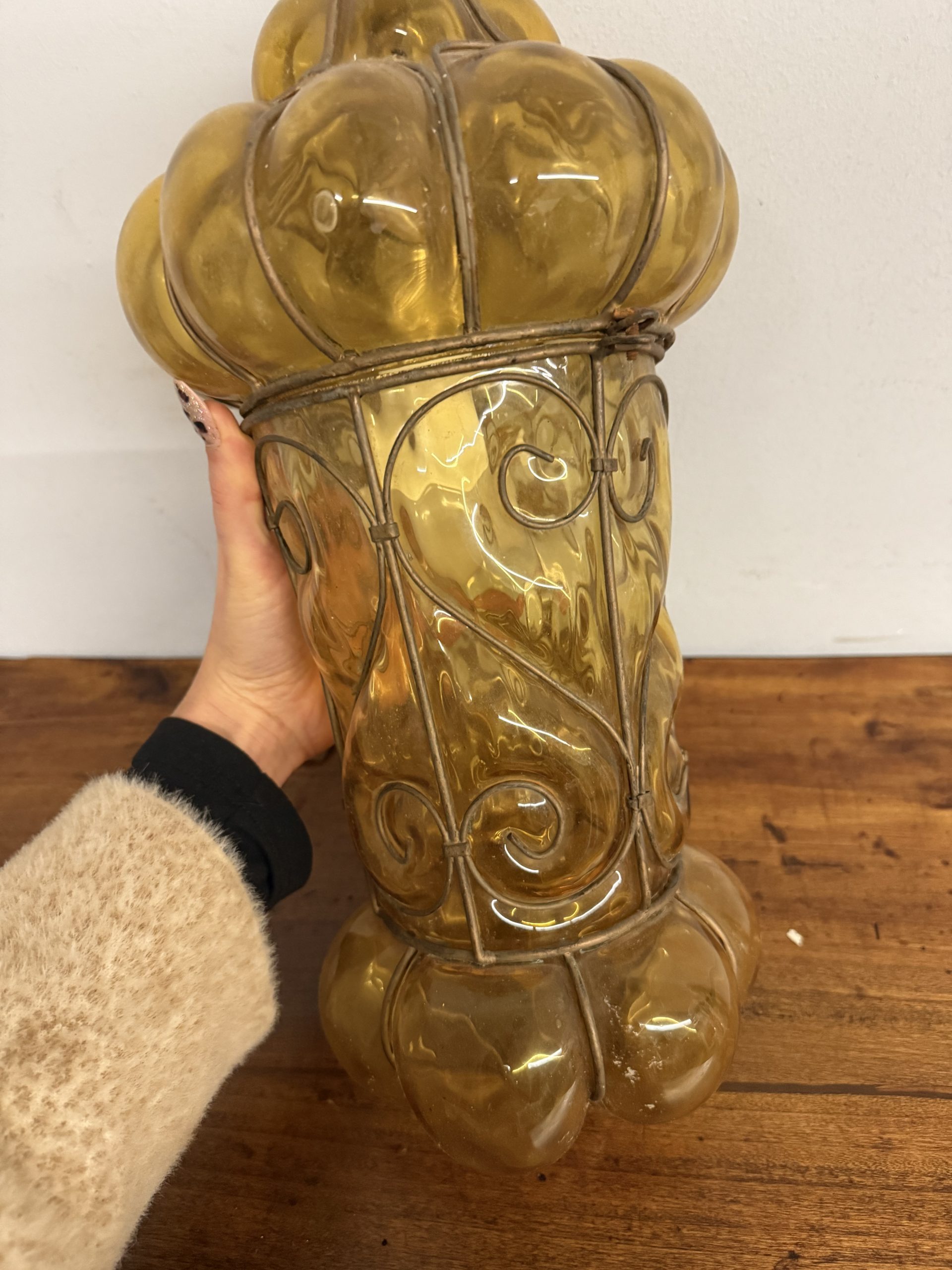 Antica lanterna in vetro Murano, '800, 48x30cm - immagine 7
