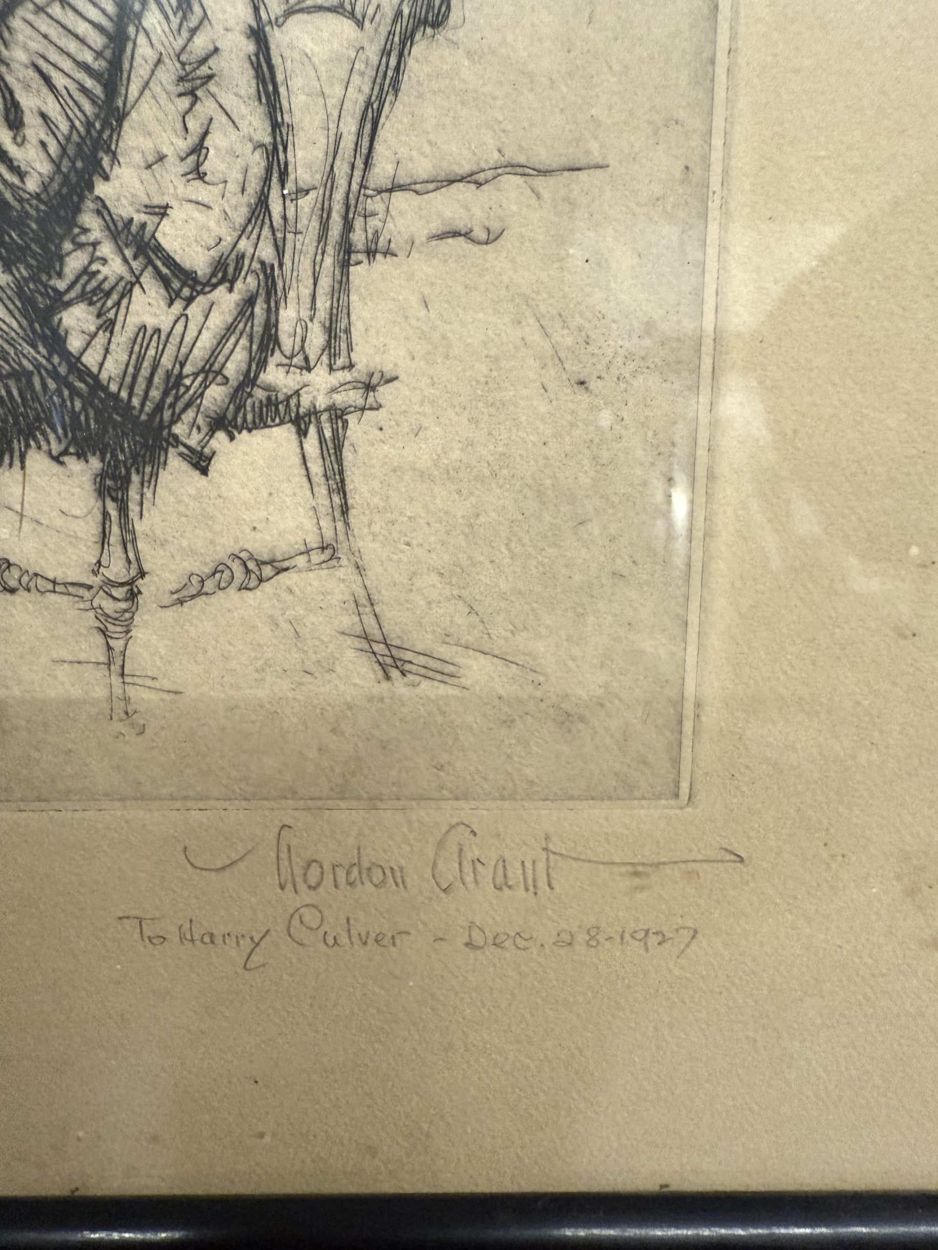 Antica incisione Gordon Grant, 41x31cm 1927, personaggio al porto - immagine 8