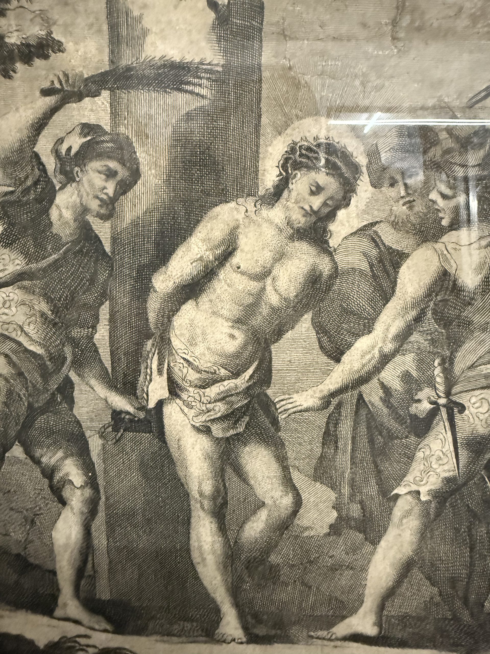Antica incisione acquaforte flagellazione di Cristo XVI sec, 89x65cm - immagine 7