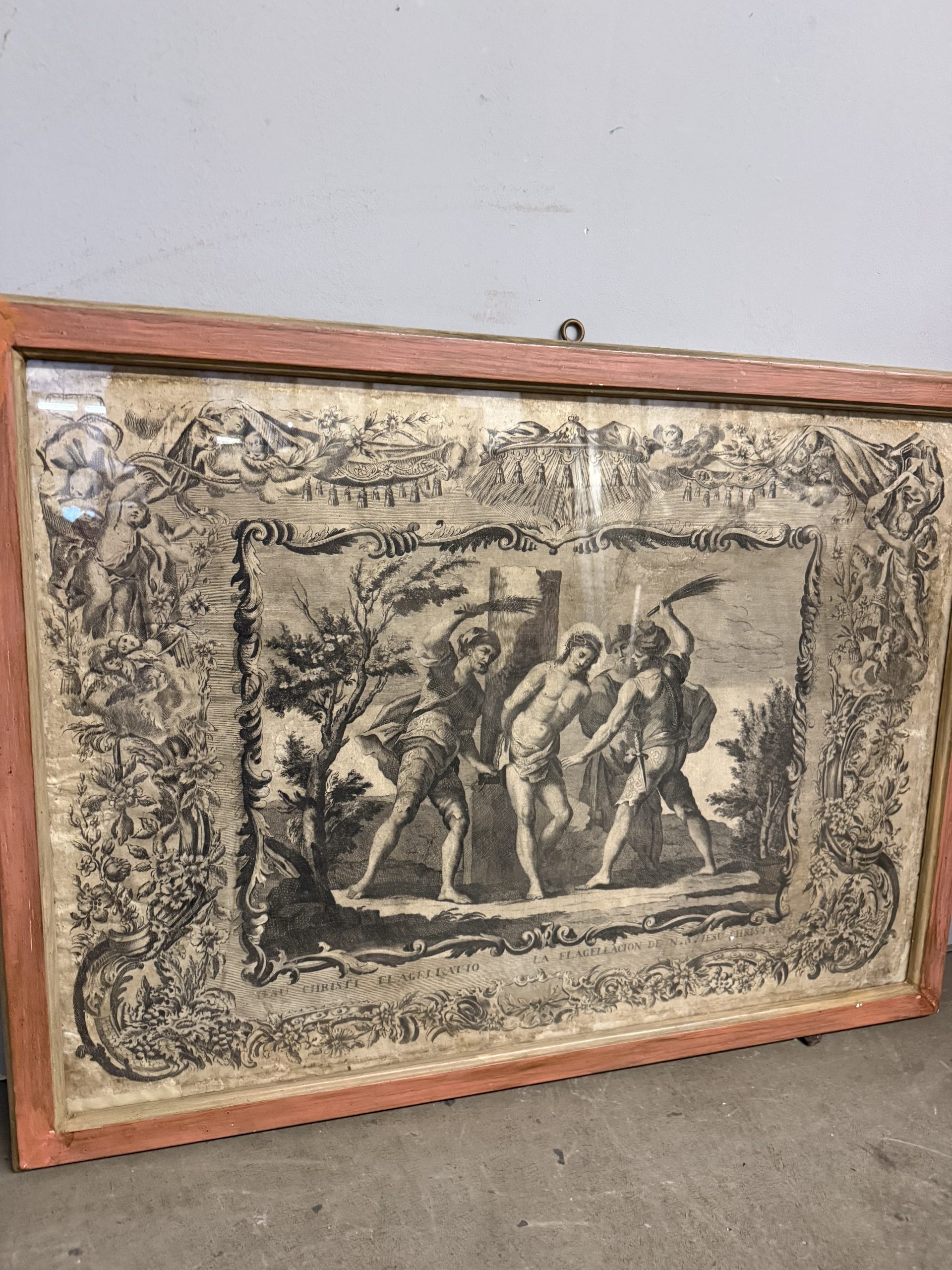 Antica incisione acquaforte flagellazione di Cristo XVI sec, 89x65cm - immagine 12