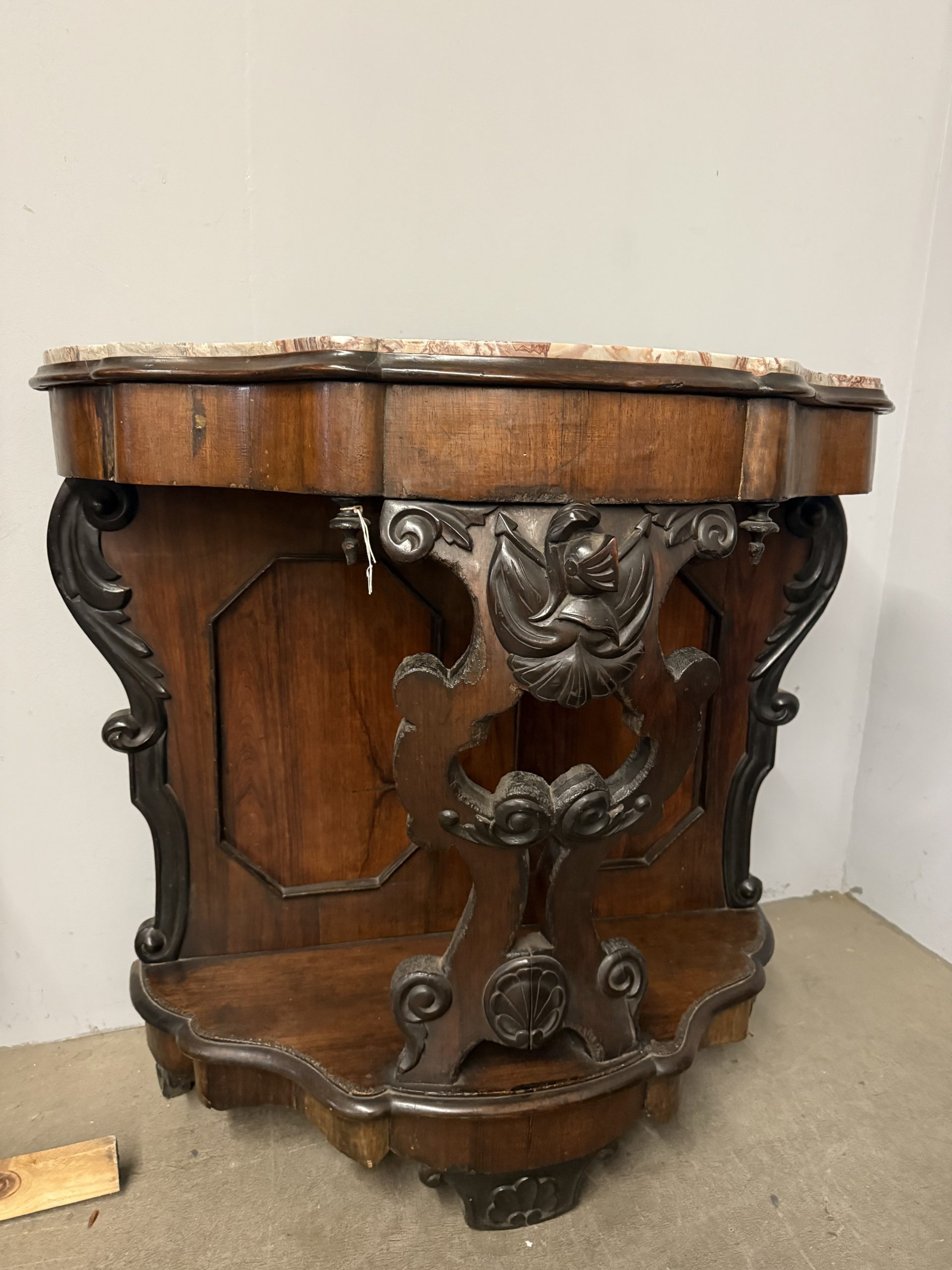 Antica console noce L.Filippo, '800, Napoli, 100x103x43cm