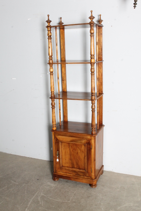 Antica libreria etagere Luigi Filippo 1860 noce massello restaurata . Mis h 183 . L 50 x P 35