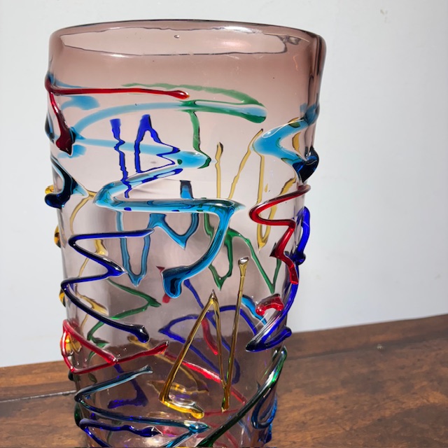 Vaso vintage Vetro Murano XX Enrico Camozzo . Altezza cm 38 - immagine 4