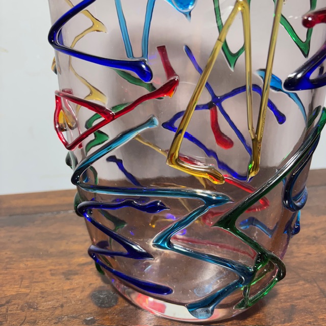 Vaso vintage Vetro Murano XX Enrico Camozzo . Altezza cm 38 - immagine 5