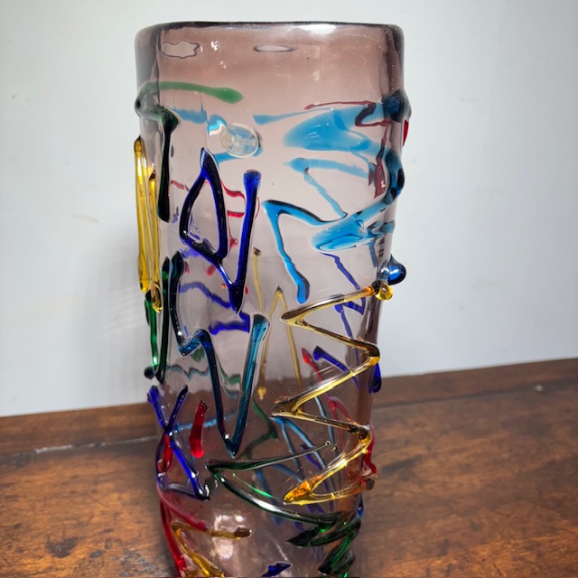Vaso vintage Vetro Murano XX Enrico Camozzo . Altezza cm 38 - immagine 12