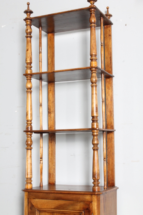 Antica libreria etagere Luigi Filippo 1860 noce massello restaurata . Mis h 183 . L 50 x P 35 - immagine 4