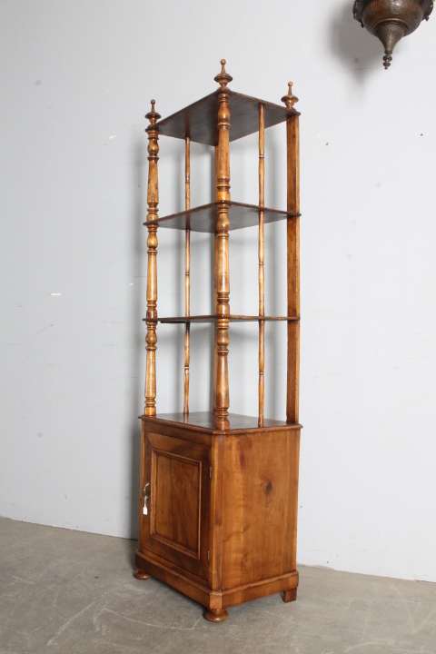 Antica libreria etagere Luigi Filippo 1860 noce massello restaurata . Mis h 183 . L 50 x P 35 - immagine 6