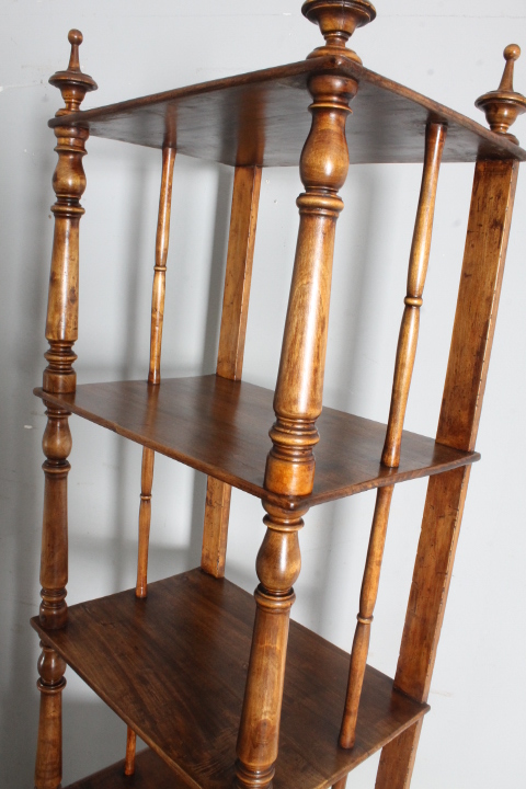 Antica libreria etagere Luigi Filippo 1860 noce massello restaurata . Mis h 183 . L 50 x P 35 - immagine 10