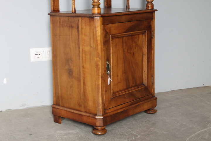 Antica libreria etagere Luigi Filippo 1860 noce massello restaurata . Mis h 183 . L 50 x P 35 - immagine 11