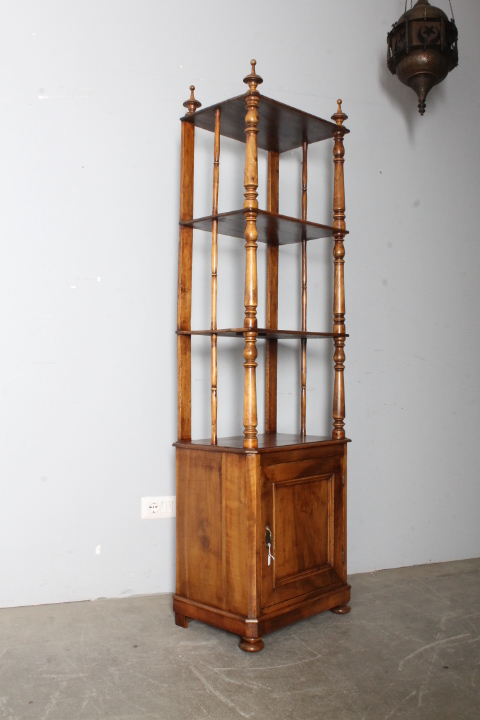 Antica libreria etagere Luigi Filippo 1860 noce massello restaurata . Mis h 183 . L 50 x P 35 - immagine 12