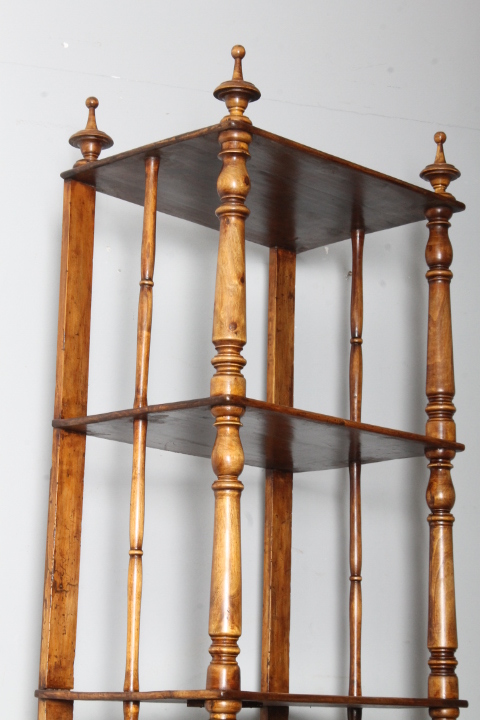 Antica libreria etagere Luigi Filippo 1860 noce massello restaurata . Mis h 183 . L 50 x P 35 - immagine 13