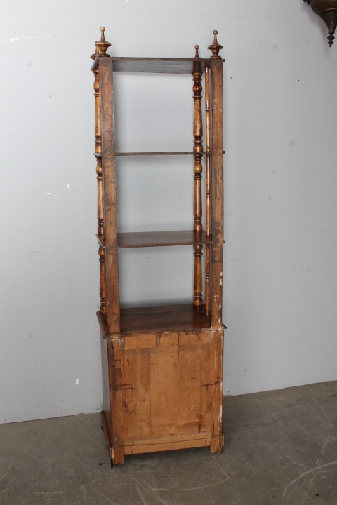 Antica libreria etagere Luigi Filippo 1860 noce massello restaurata . Mis h 183 . L 50 x P 35 - immagine 15