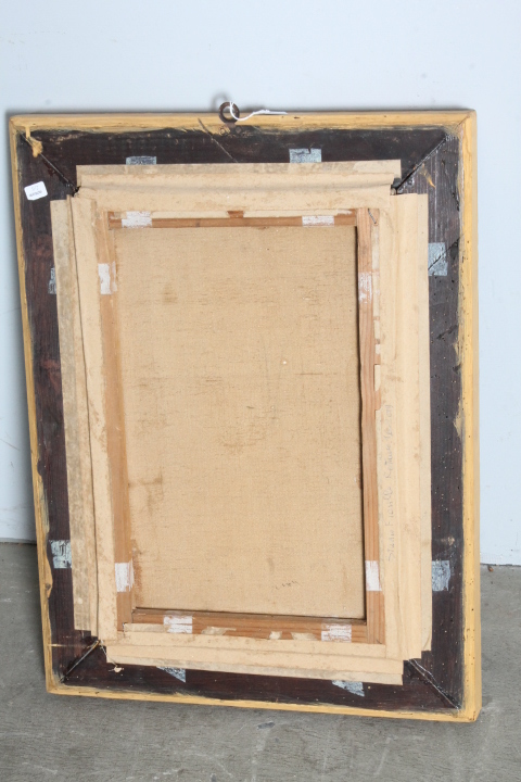 Antico dipinto olio su tela epoca XIX raffigurante prelato / personaggio un cornice dorata laccata dorata. Mis 60 x 45 - immagine 12