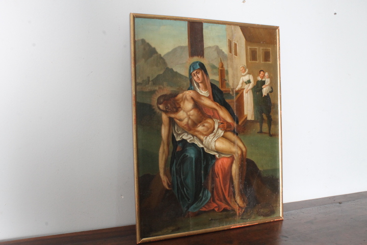 Antico dipinto fiammingo epoca XVIII olio su tavola raffigurante La deposizione . Mis 58 x 45,50 - immagine 17